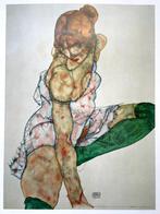 Egon Schiele (after) - Blondes Mädchen Mit Grünen Strümpfen, Antiek en Kunst