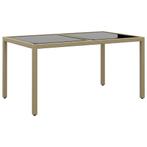 vidaXL Table de jardin 150x90x75 cm Verre trempé/résine, Verzenden