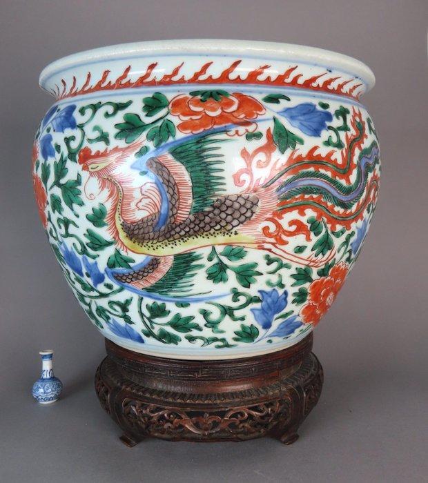 Shunzhi (1644-1662) - Jardinière - Twee feniksen in vlucht, Antiquités & Art, Antiquités | Autres Antiquités
