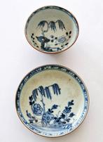 Oud-Chinees Blauw en wit porselein Theekopje met schotel