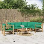 vidaXL 7-delige Loungeset met kussens bamboe groen, Tuin en Terras, Verzenden, Nieuw, Loungeset