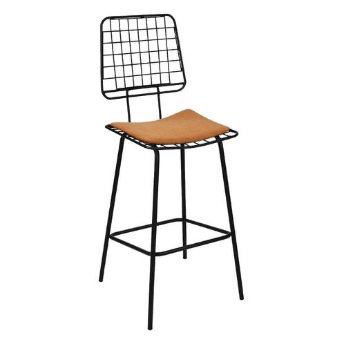 Barkruk | RIO | Microvezel/Metaal | Cognac | Zwart Frame |, Zakelijke goederen, Horeca | Keukenapparatuur, Nieuw in verpakking