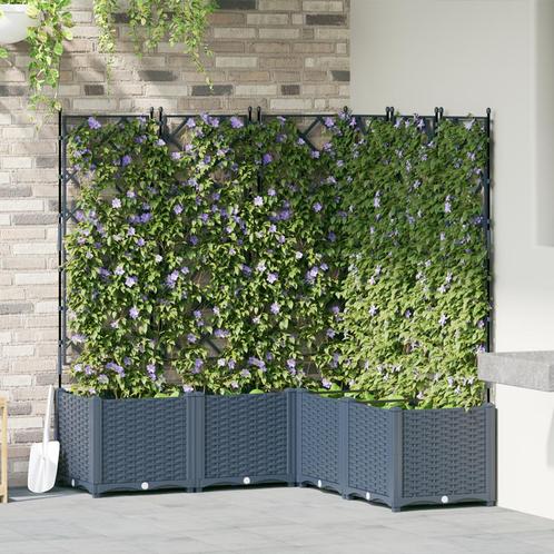 vidaXL Tuinbak met Trellis 5 stuks Grijs 120x120x143 cm, Tuin en Terras, Bloempotten, Nieuw, Verzenden