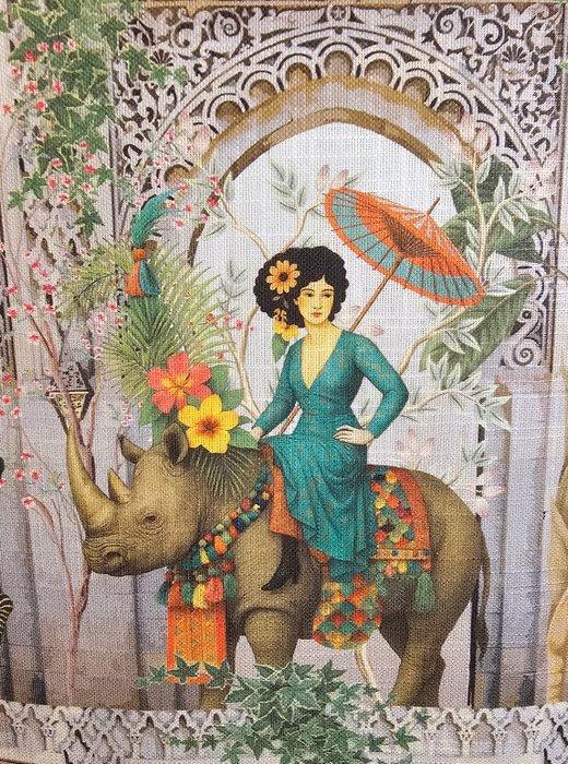 Giardino delle Meraviglie Orientali, exclusief weefsel in, Antiek en Kunst, Antiek | Tapijten, Tafelkleden en Textiel