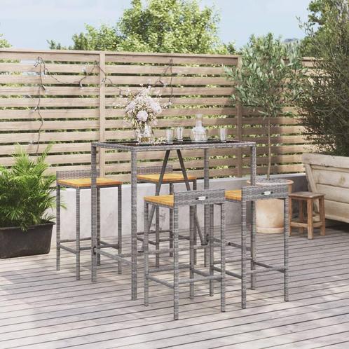 vidaXL 5-delige Tuinbarset poly rattan en massief acaciahout, Tuin en Terras, Tuinsets en Loungesets, Nieuw, Verzenden