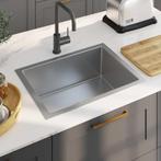 Gootsteen RVS 59x44cm | OP=OP | -40% stockverkoop!, Doe-het-zelf en Bouw, Verzenden, Nieuw, Inox, Wastafel