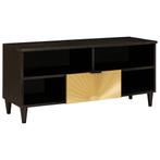vidaXL TV Kast Zwart en Goud 100 x 33 x 46 cm massief, Huis en Inrichting, Verzenden, Nieuw