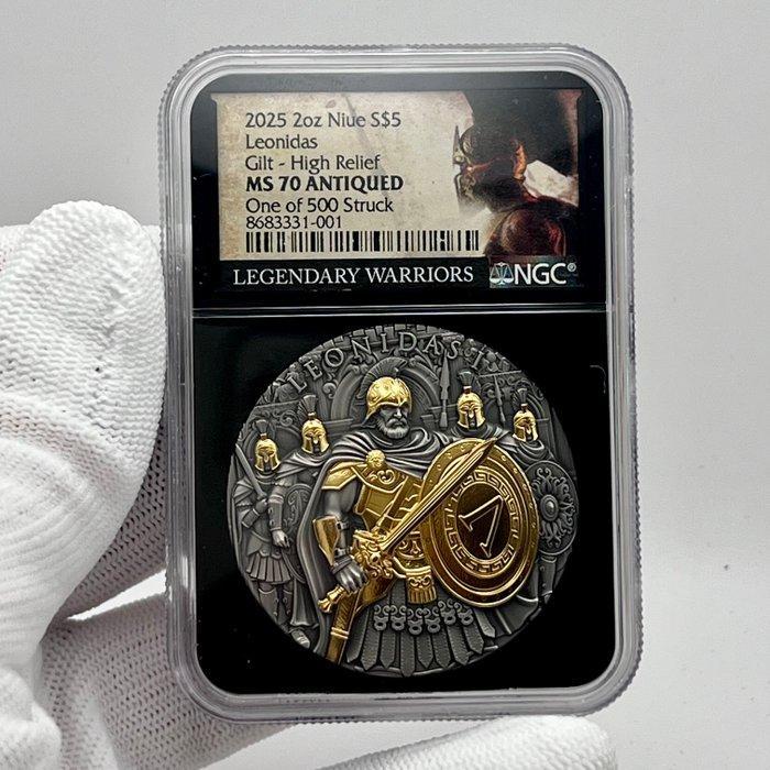 Niue. 5 Dollars Niue 2024 – Leonidas I – 2 oz Silver coin –, Postzegels en Munten, Munten | Europa | Niet-Euromunten