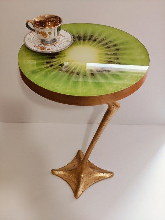 Salontafel - Hout, Glas, Messing, Antiquités & Art, Art | Objets design