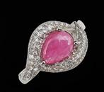 Robijn - Zilver, Bague Rubis Cœur Secret : Bescherming &, Antiek en Kunst