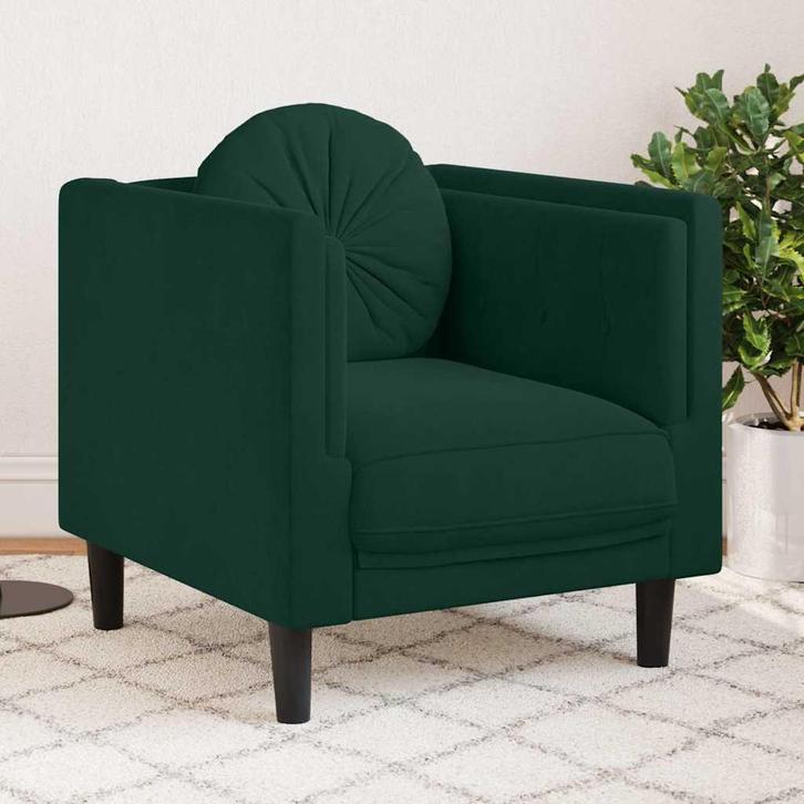 vidaXL Fauteuil met kussen fluweel donkergroen, Maison & Meubles, Canapés | Salons, Envoi