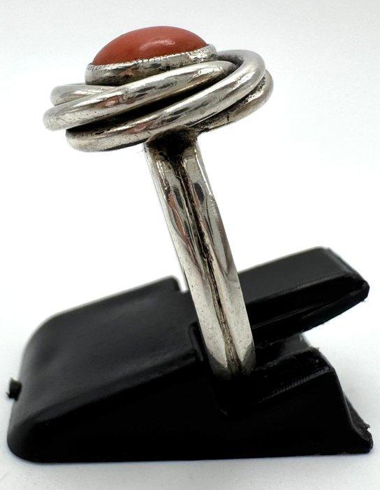 Zonder Minimumprijs - Ring Zilver Koraal, Handtassen en Accessoires, Ringen