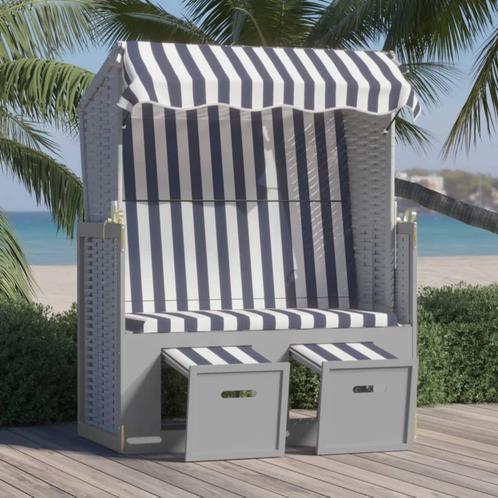 vidaXL Strandkorb avec auvent résine tressée et bois, Jardin & Terrasse, Chaises longues, Neuf, Envoi