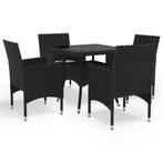 vidaXL 5-delige Tuinset poly rattan en glas zwart, Verzenden, Nieuw, Tuinset