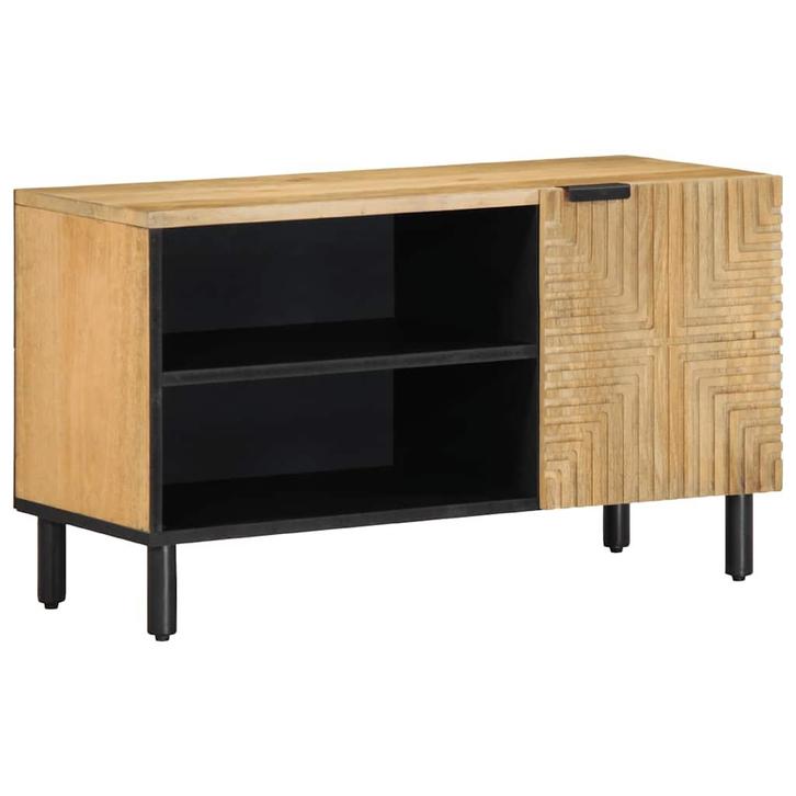 vidaXL Tv-meubel 80x31,5x46 cm massief mangohout bruin, Maison & Meubles, Accessoires pour la Maison | Étagères pour CD & DVD