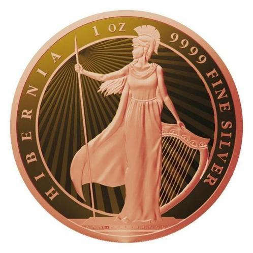 Niue. 2 Dollars 2023 1oz Niue Hibernia Rose Gold & 24k Gold, Postzegels en Munten, Munten | Europa | Niet-Euromunten