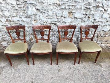 Serie de 8 - Stoel - gesneden Liegese - Elm