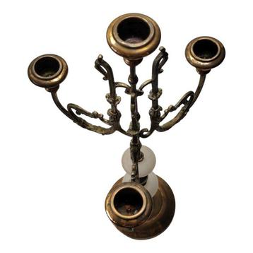 French Antique - Candélabre - Albâtre, Laiton