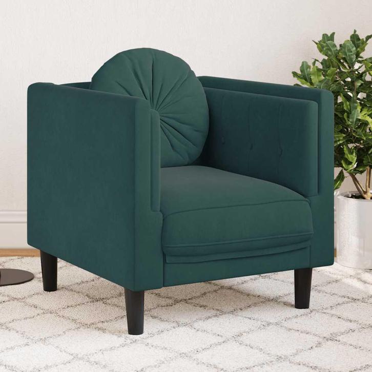 vidaXL Fauteuil met kussen fluweel donkergroen, Huis en Inrichting, Zetels | Zetels, Nieuw, Verzenden