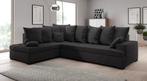 Hoekbank Linda - Zwart - Stof - Links - Bankstel 305x224 cm, Verzenden, Nieuw