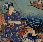 Twee vrouwen op een boot - 1850 - Papier - Utagawa Kunisada