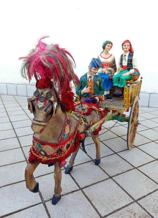 sculptuur, Carretto Siciliano - 60 cm - Hout, Gips, Textiel, Antiek en Kunst, Curiosa en Brocante