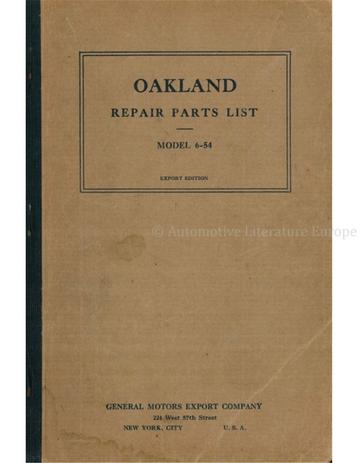 1928 OAKLAND MODEL 6-54 ONDERDELEN CATALOGUS, Autos : Divers, Modes d'emploi & Notices d'utilisation