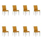 Set van 8 Leren eetkamerstoelen Comfort - Toledo Leem, Ophalen of Verzenden, Nieuw, Leer, Eén