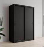 Kledingkast mat zwart - 150x62x215 - Kleerkast schuifdeuren, Nieuw, Verzenden