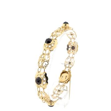 Vintage/antiek gouden bootjes armband met granaat | 19 cm beschikbaar voor biedingen