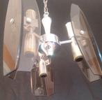 Lustre - verre et fer chromé - lustre à 6 lumières, Antiek en Kunst