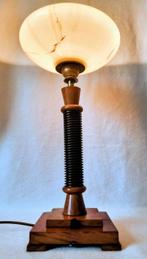 Lampe de table - Bois, Laiton, Verre - Pièce extraordinaire