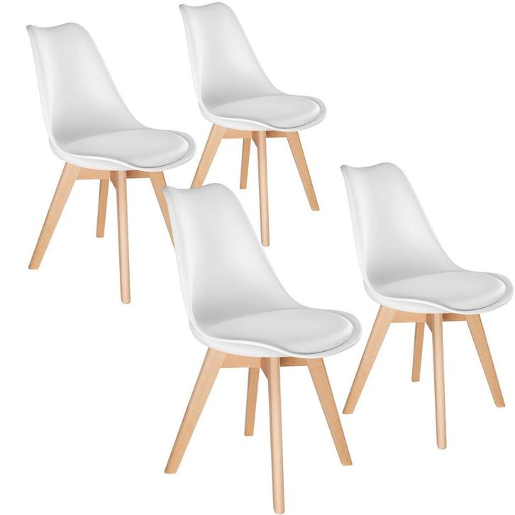 tectake Eetkamerstoelen Frederikke - wit, Set van 4, Huis en Inrichting, Stoelen, Verzenden