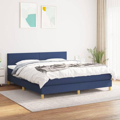 vidaXL Sommier Ã  lattes de lit avec matelas Bleu, Huis en Inrichting, Slaapkamer | Bedden, Verzenden