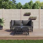 vidaXL 3-delige Loungeset met kussens staal antracietkleurig, Tuin en Terras, Verzenden, Nieuw, Loungeset