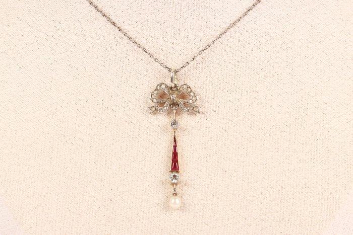 Halsketting - 15 karaat Geel goud - Art Deco, Handtassen en Accessoires, Kettingen