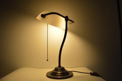 Massive - Bureaulamp - Glas, Messing - Notarislamp, Antiquités & Art, Curiosités & Brocante