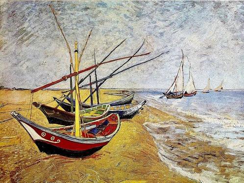 Vincent van Gogh (After) - Fishing boats on the beach at Les, Antiquités & Art, Art | Dessins & Photographie