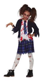 Halloween Kostuum Meisje Zombie Scholier, Nieuw, Verzenden