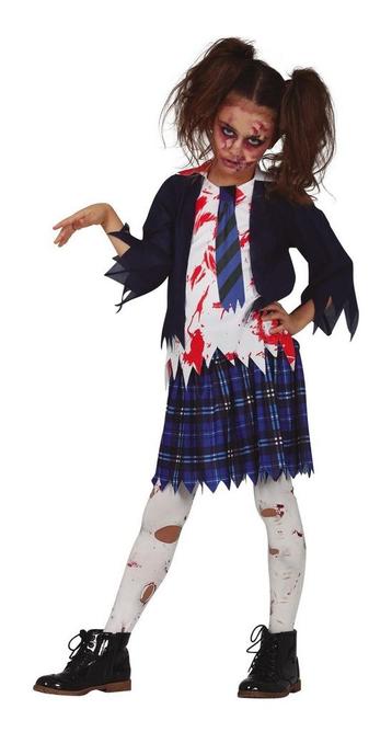 Halloween Kostuum Meisje Zombie Scholier, Verzenden, Nieuw