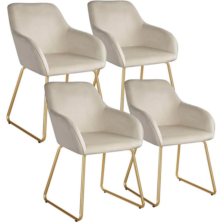 tectake Eetkamerstoel Jeane, fluweellook, sledeonderstel - F, Huis en Inrichting, Stoelen, Verzenden