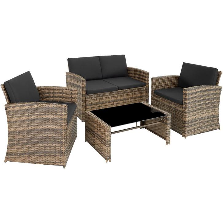 tectake Wicker lounge Lucca - natuur/donkergrijs, Tuin en Terras, Tuinsets en Loungesets, Verzenden