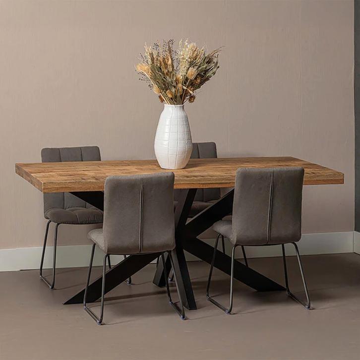 Mangohouten Eettafel Rechthoek Donald 140x90 cm (6cm), Huis en Inrichting, Tafels | Eettafels, 50 tot 100 cm, 100 tot 150 cm, Rechthoekig