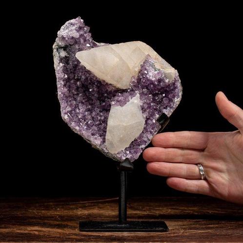 Amethist en Calciet - TOPKWALITEIT Geode - Hoogte: 171 mm -, Verzamelen, Mineralen en Fossielen