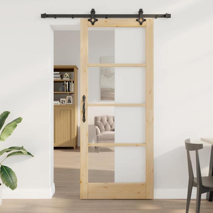 vidaXL Schuifdeur Anders Bruin 86 x 211 cm Hout en metaal, Doe-het-zelf en Bouw, Deuren en Vliegenramen, Nieuw, Verzenden