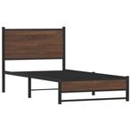 Bedframe metaal bruin eiken 80x200 | Retour Deal 46%, Huis en Inrichting, Eenpersoons, Bruin, Verzenden, Elegant en tijdloos