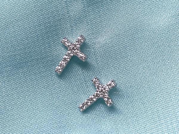 Veiling - Oorbellen kruis briljant moissaniet 0.35 carat, Handtassen en Accessoires, Oorbellen