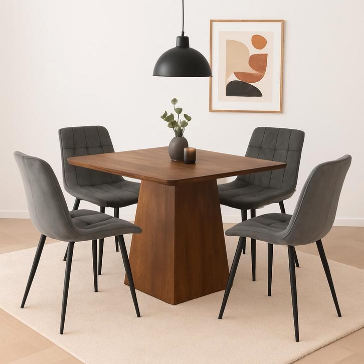 Mangohouten eettafel Mick vierkant bruin 110x110cm, Huis en Inrichting, Tafels | Eettafels, Nieuw, Overige houtsoorten, Vierkant