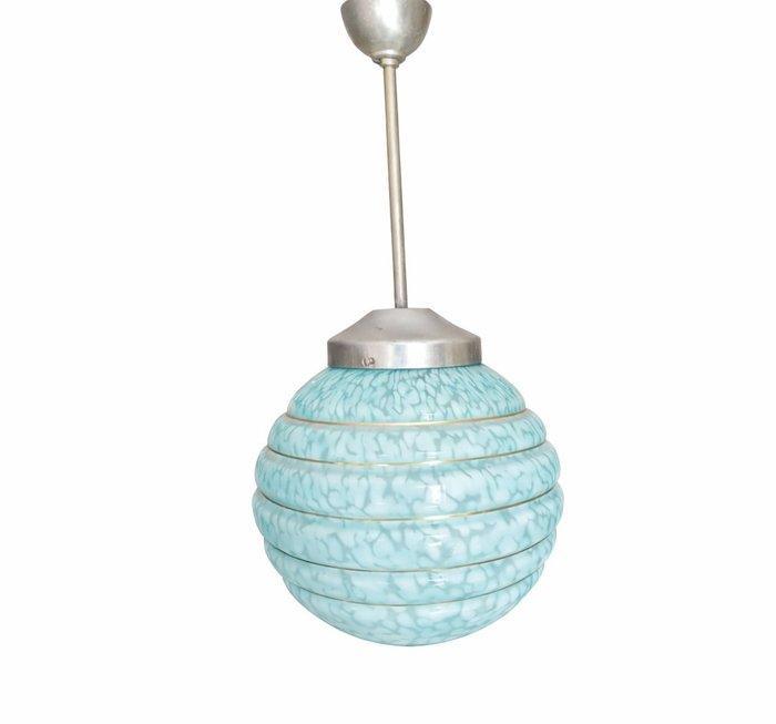 Verreries de Portieux - Lampe à suspendre - Opaline, Laiton, Antiquités & Art, Curiosités & Brocante