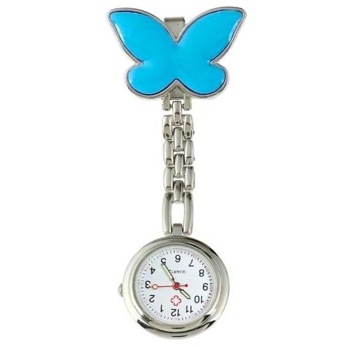 Fako® - Verpleegstershorloge - Vlinder - Lichtblauw, Handtassen en Accessoires, Horloges | Dames, Verzenden